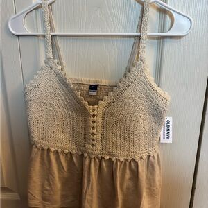 Old Navy Cream Smocked Peplum Camisole